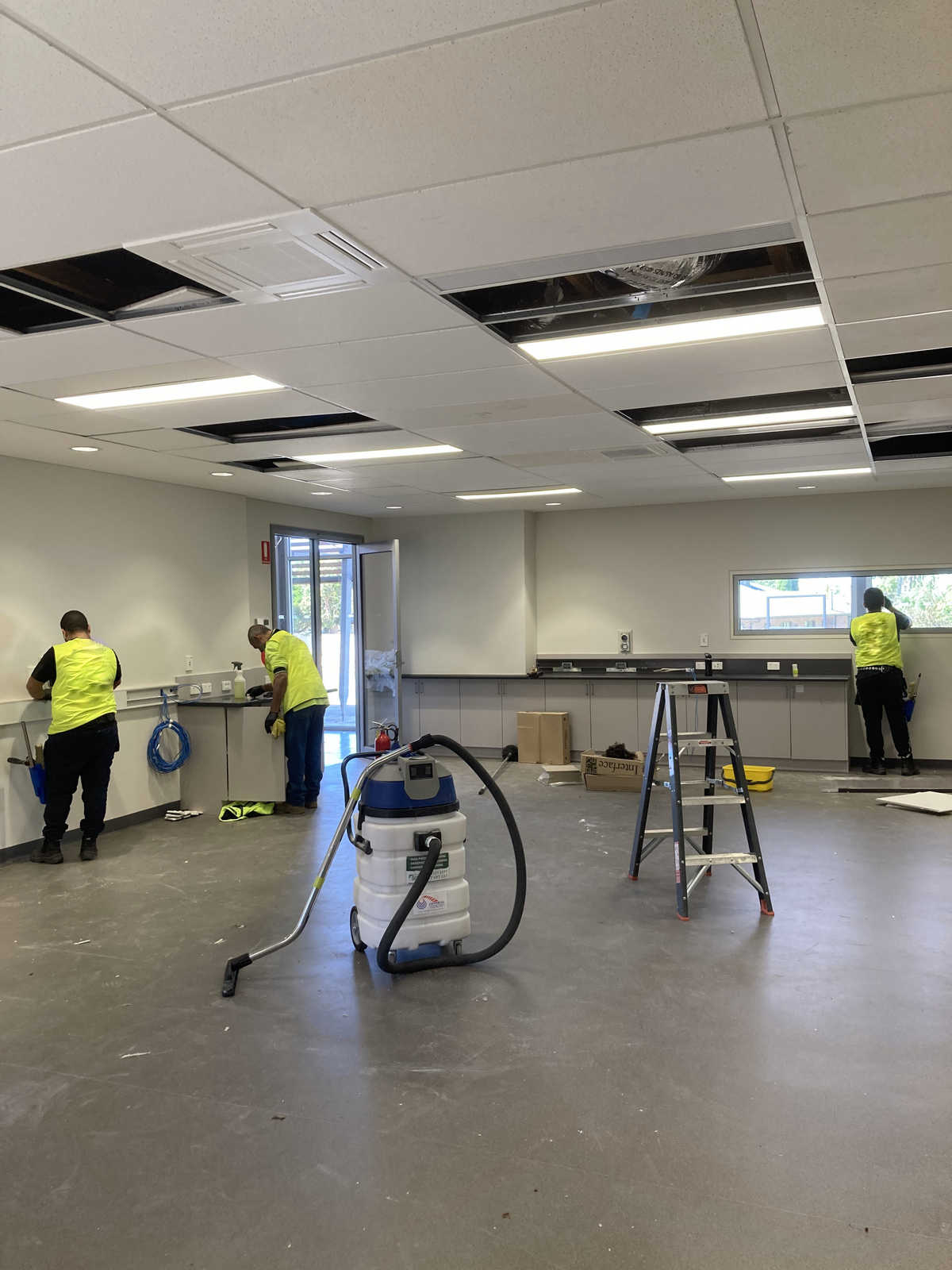 Professional cleaning crew at work